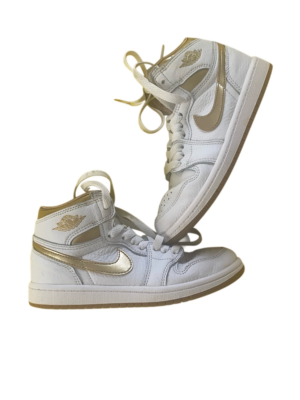 Nike Jordan 1 Retro High Top OG Little Kid Unisex Sneakers White & Gold